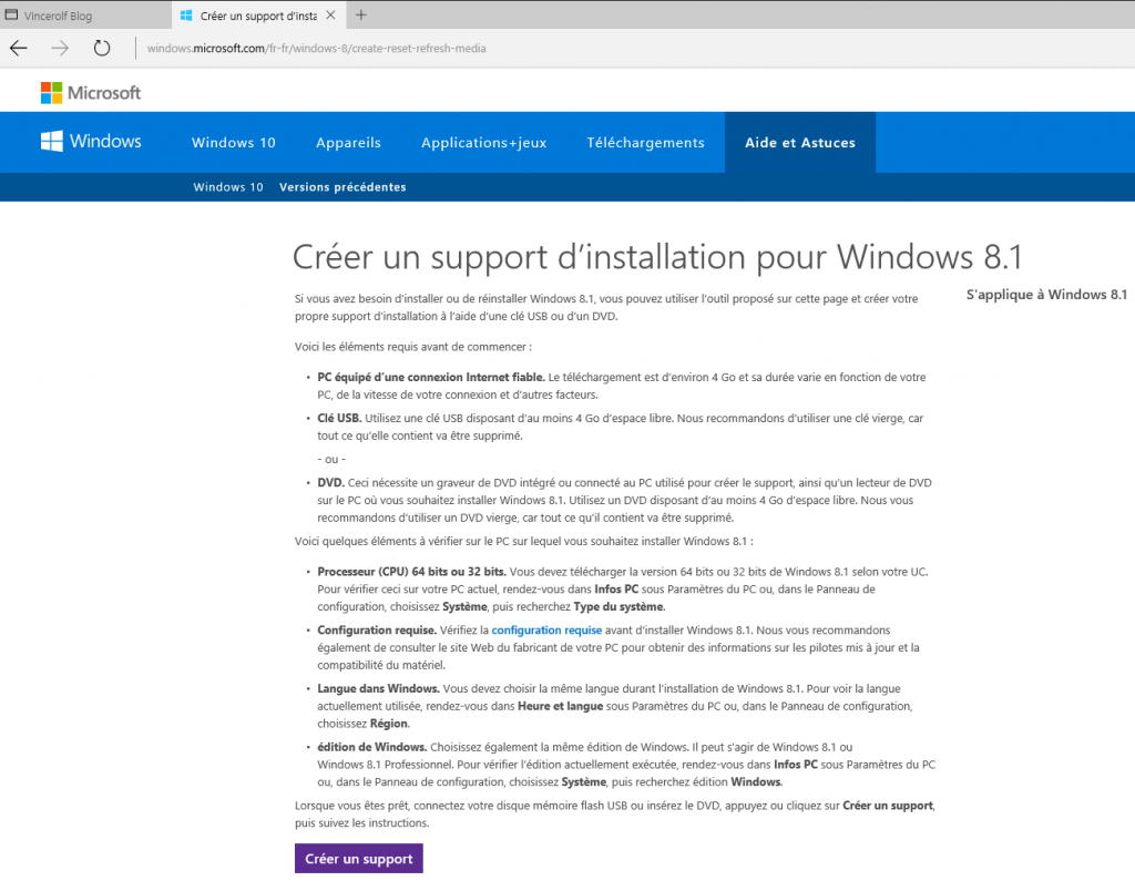 création usb bootable W10